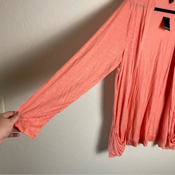 Torrid Coral Curved Cardigan Slub Cocoon Cardigan Open Front Sweater 2X NWT - Picture 13 of 14